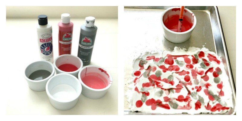 Kids Valentines Art Wood Crafts - shaving cream marbeling