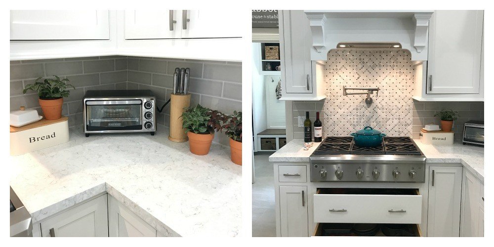 See the reveal for our white kitchen update. Plus, hhow to change the layout and plan a kitchen with good flow before your remodel. Starmark Kitchen Cabinets & Lusso Quartz. #AbbottsAtHome #KitchenRemodel #KitchenUpdate #KitchenMakeover