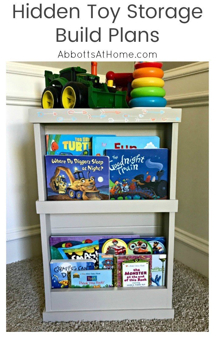 DIY Hidden Toy Storage Steps. Toys on one side, books on the other. Would be great for hiding craft supplies, magazines, or any mess. #toystorage