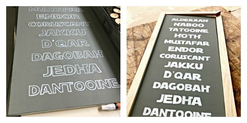 DIY Star Wars Sign - Subway-style list of planets - Free Printable and steps to make your own. Show your geeky-side without sacrificing style