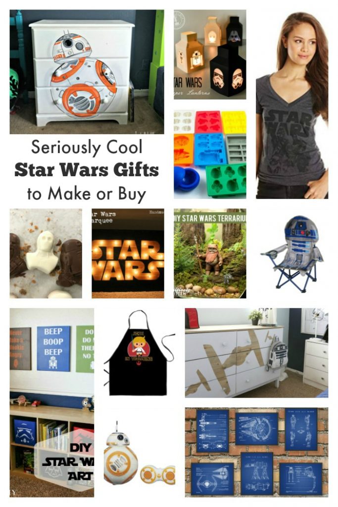 Cool Star Wars Gifts to Make or Buy. From easy Star Wars Chocolates and Paper Lanterns to Star Wars Furniture and Clothes, these are cool Star Wars gifts for fans of all ages.