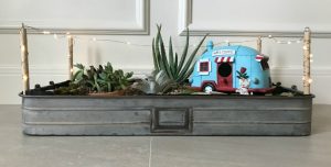 This LED Lighted Indoor DIY Succulent Garden Tray is a quick and easy DIY. Fill with your favorite succulents and vintage truck or camper to give it some charm.