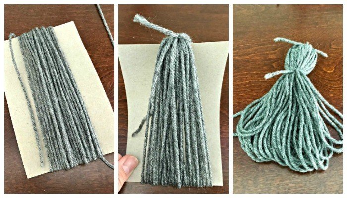 This DIY Yarn Tassel Garland is so easy to make. See easy to follow pictures and the how to video to follow along. Theme this to any holiday for Christmas Garland, Halloween, Easter, and more. #ChristmasGarland #YarnTassel #DIYYarnTassel #TasselGarland