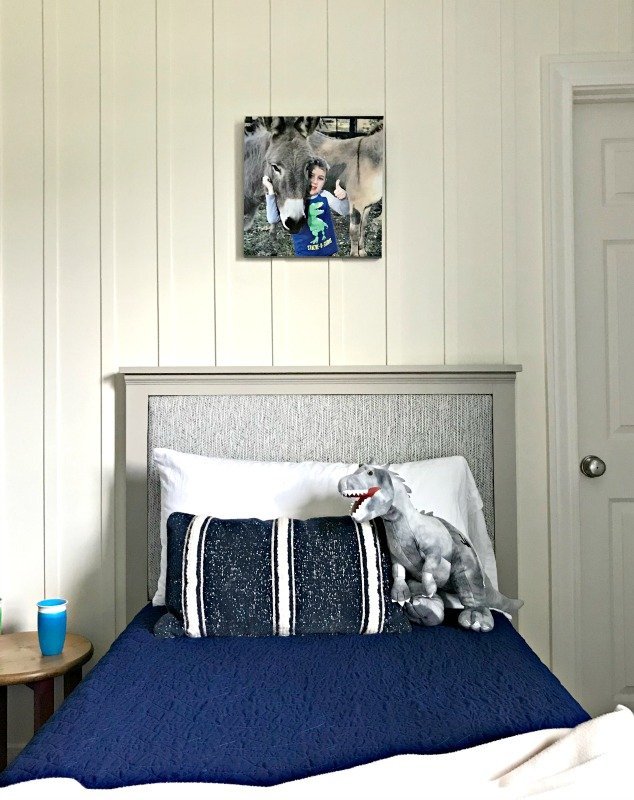 Build this Pretty, No Sew DIY Upholstered Twin Headboard in just a weekend. Includes easy to follow build steps and upholstery how-to videos. #DIYHeadboard #DIYWoodworking #DIYUpholstery #DIYProjects