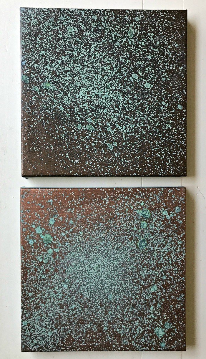 Over 20 different Patina Paint Faux Metal Finish examples with info on how to DIY them. Great guide for picking the look you want before buying. How to Patina Paint with Copper, Bronze, and Iron paints using blue and green patinas. Testing done with Dixie Belle Patina Paints.