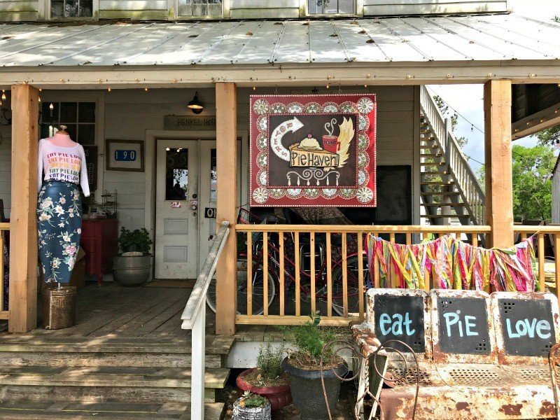Royer's Pie Haven front entrance in Round Top Texas. The Spring and Fall Round Top Texas Antiques and Flea Markets are great! BUT you can find Fun, Art & Furniture Shopping in Round Top, Texas year round, guys! Check out photos from the shops in town. #RoundTop #TexasTravel #AbbottsAtHome