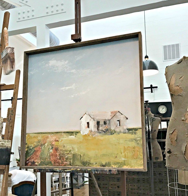 Mary Gregory Canvas Art - Farmhouse in a Field. The Spring and Fall Round Top Texas Antiques and Flea Markets are great! BUT you can find Fun, Art & Furniture Shopping in Round Top, Texas year round, guys! Check out photos from the shops in town. #RoundTop #TexasTravel #AbbottsAtHome
