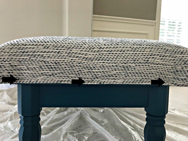 Build an easy Modern Farmhouse DIY Entryway Bench today. Can be painted or stained and upholstered or hard top. This is an easy build for beginners. The legs are from Lowe's. #DIYBench #Entryway #EntrywayBench #UpholsteredBench #BedBench #AbbottsAtHome