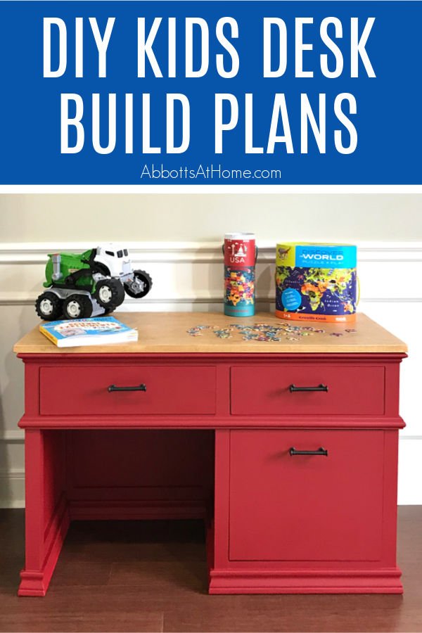 Full tutorial, build overview video, and printable plans for this beautiful DIY Childrens Desk Plans with Storage Drawers. How to Build a Kids School Desk with Storage Drawers.
