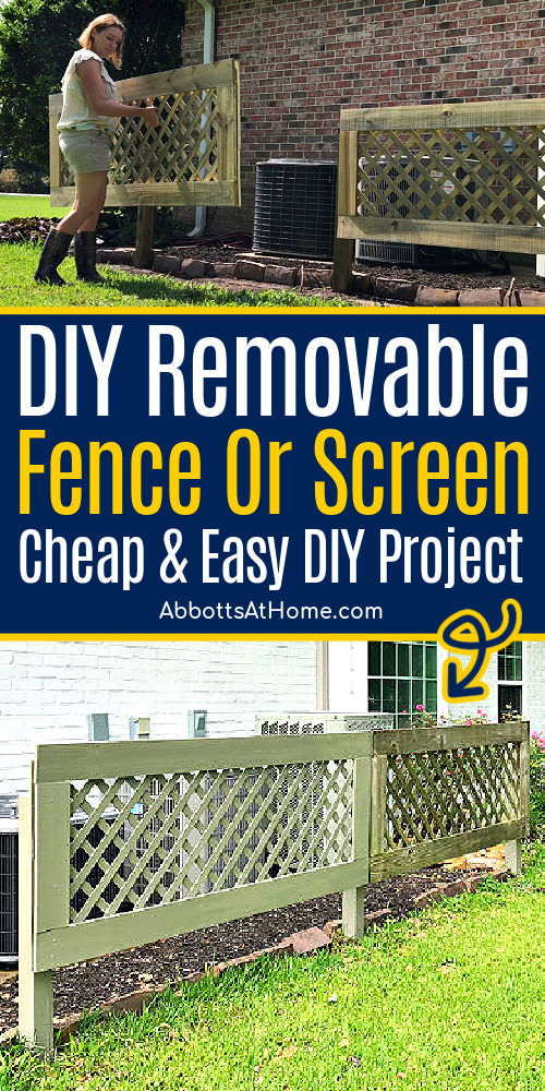 Image of a DIY removable fence panel or ac screen. For a post with steps to build an air conditioner fence screen.