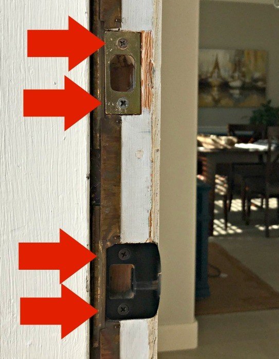 I've got 3 Cheap & Easy Home Security Updates for your Doors you can do in an afternoon. With 3 small DIY Exterior Door Updates you can make your home safer. And, 1 of them will stop those toddlers and little kids from opening the door to strangers. Yay! #AbbottsAtHome #DIYProject #HomeSafety #Childproof #HomeSecurity #Homemaintenance