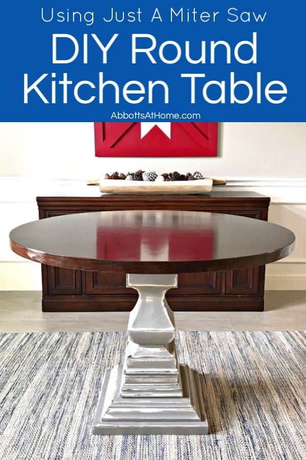How to build this beautiful wooden DIY Round Kitchen Table with a pedestal base. Easy to follow woodworking steps, DIY video and printable plans. DIY Wooden Kitchen Table Build Plans.