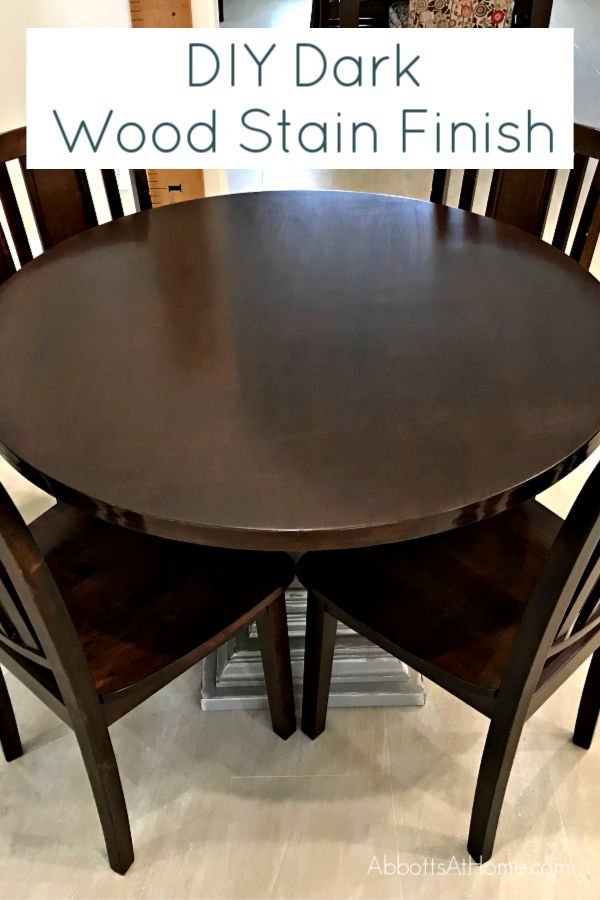 Easy to Do DIY Steps and Video - How to Stain a Table Top with a dark wood stain finish. Uses 3 easy to apply products for this professional looking finish.