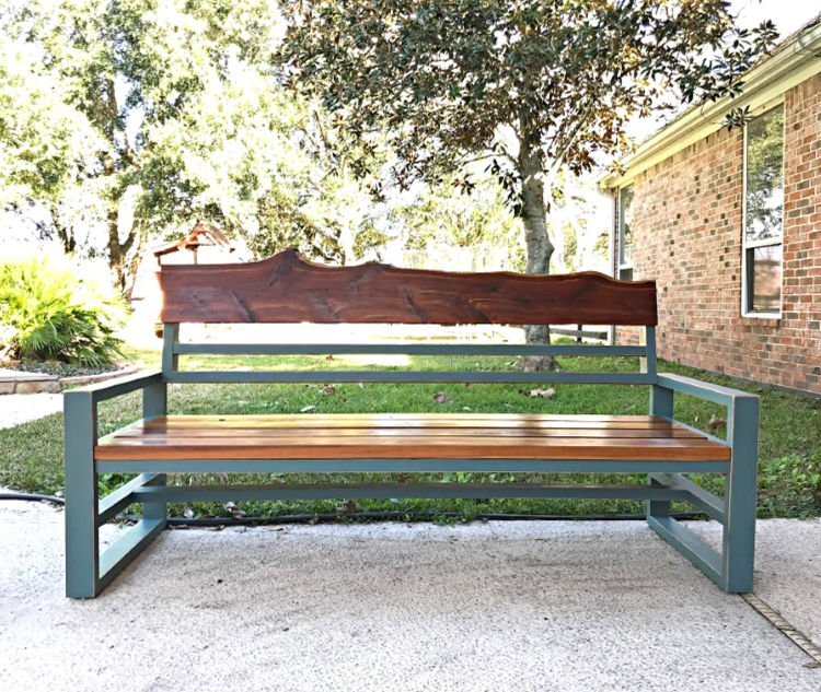 Here's the easy to follow build steps, printable plans, and how-to video for this beautiful DIY Outdoor Sofa from 2x4 Pine Lumber with Cedar. Wood outdoor sofa or bench with a back woodworking plans.