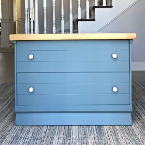 This easy DIY Night Stand Makeover uses Magnolia Homes by Kilz Demo Day paint color and new pulls to turn toy storage into this extra beautiful nightstand.