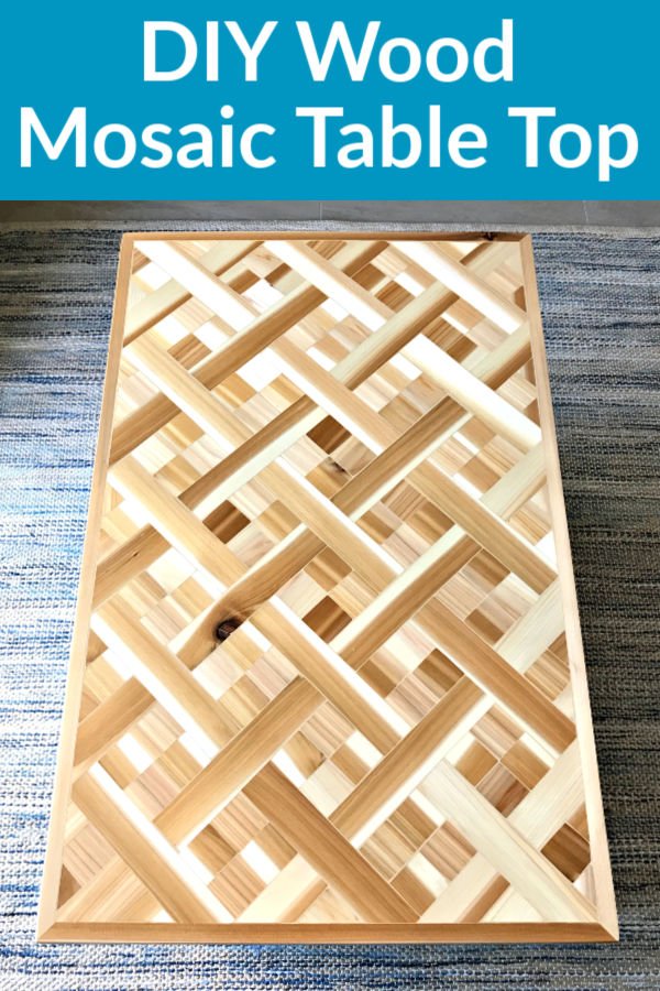 Here's how I built a beautiful DIY Wood Mosaic Table Top with low cost Cedar from my local big box store. Easy to follow how to video and build tips. DIY Geometric Wood Art idea.