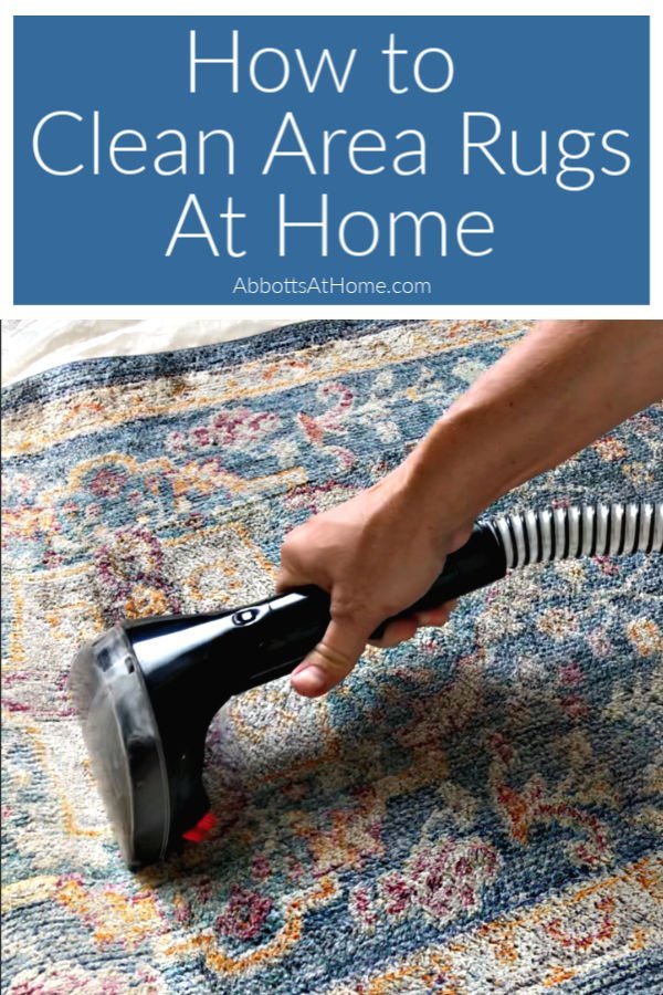 Here's How to Clean Area Rugs At Home, using a Bissell SpotClean Pro. Steps and tips for small stains and for rugs with all over dirt and stains.