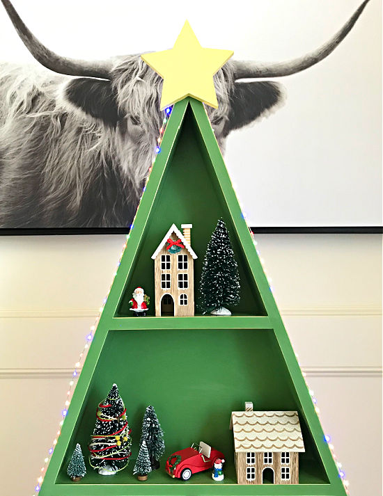 I LOVE this Easy DIY Wooden Christmas Tree Shelf (Steps & Video ...
