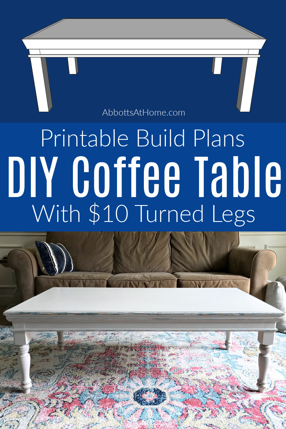 Beautiful & Easy DIY Coffee Table Build Plans with Turned Legs ...