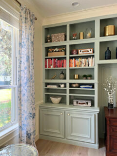 Beautiful DIY Before & After Home Office Makeover with Green Built-Ins ...